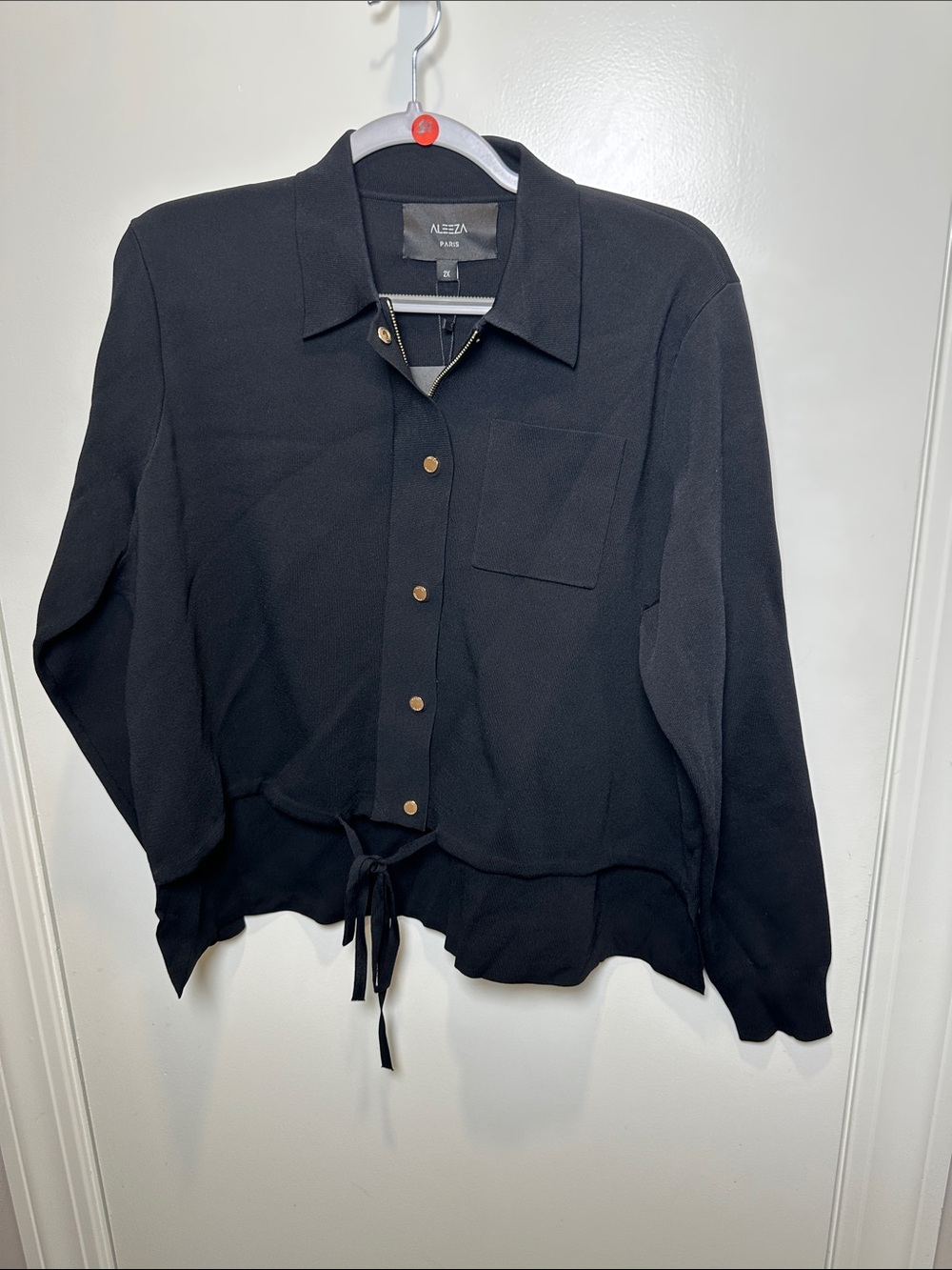 Alezia Black Drawstring Button-Front Blazer (50)